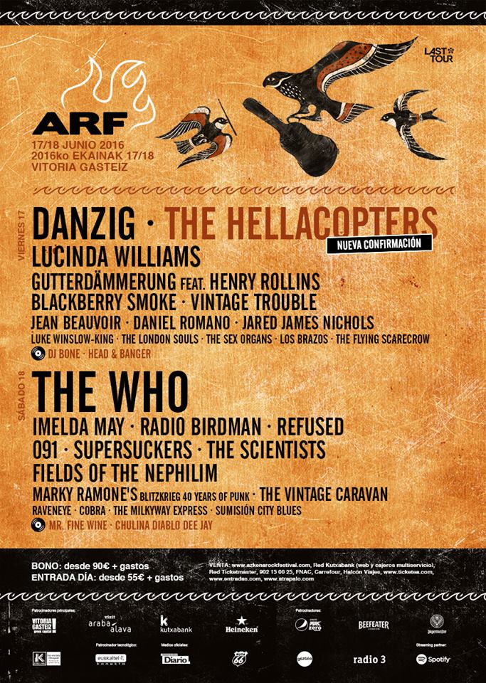 Los Brazos en 2016 Azkena Rock Festival - The Who Blackberry Smoke Hellacopters Lucinda Williams Viontage Trouble